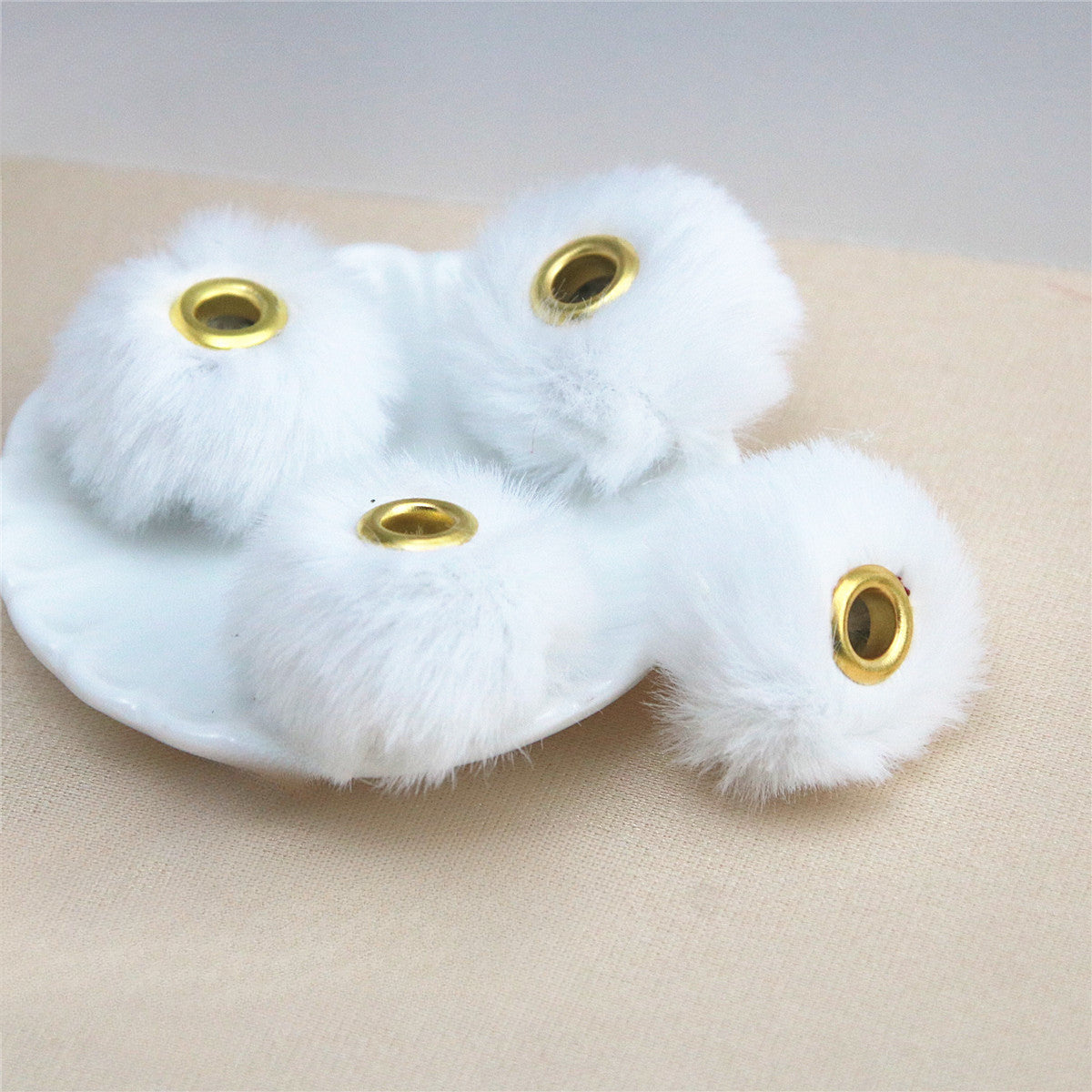 Wholesale 10PCS Straight Hole Soft Waxy Fur Ball Beads Loose Beads Large Hole Fabric Accessories